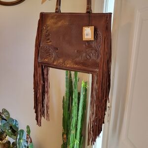 Ariat Brown Leather Fringe Shoulder Bag
